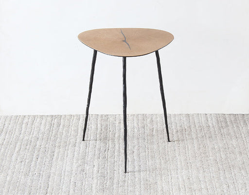 ET433 Tall White Oak End Table with Forged Steel Legs