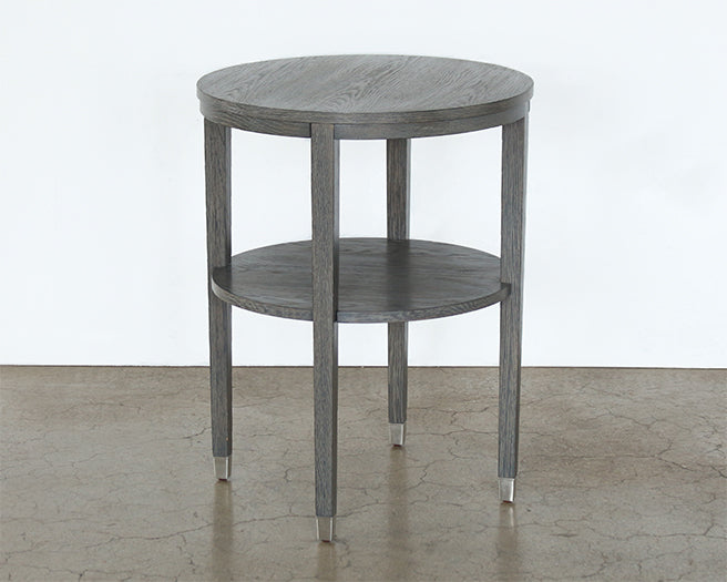 Ash End Table With Brushed Silver Accents