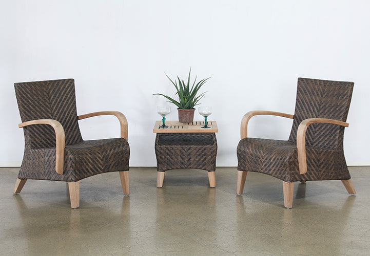 ET523 - Brown Outdoor End Table With Teak Top