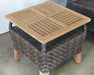 ET523 - Brown Outdoor End Table With Teak Top