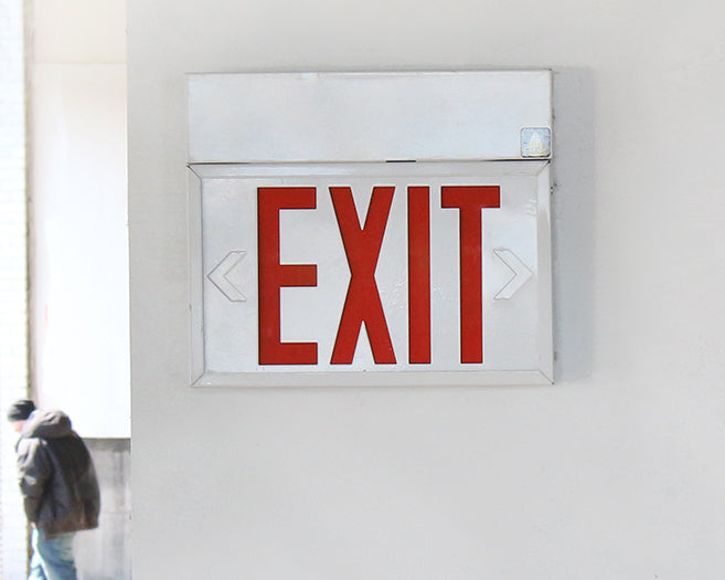 Steel White Powder Finish Exit Sign