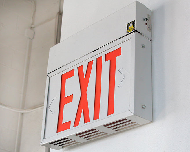Steel White Powder Finish Exit Sign
