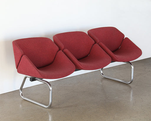 GS02 - Set of Vintage Red Ganged Seating 