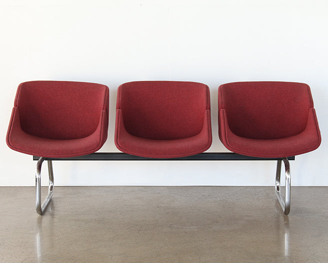 GS02 - Set of Vintage Red Ganged Seating 