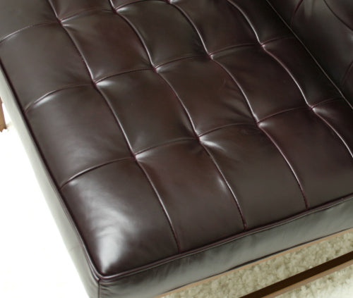 Mitchell Gold Major Leather Chair in Rojo Aubergine with Brass Frame