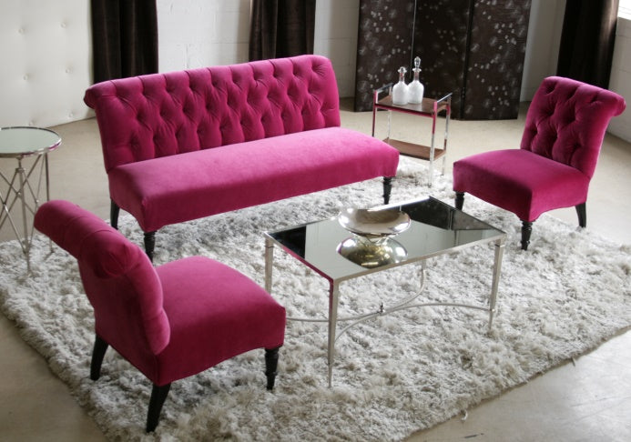 Petite Orchid Tufted Scroll-Back Lounge Chair
