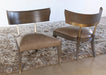 LC180 - Taupe Leather and Brass Lounge Chair