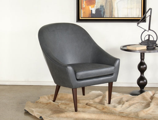 Grey Leather Midcentury Modern Lounge Chair