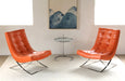 LC233 Tufted Lounge Chair in Burnt Orange Leather