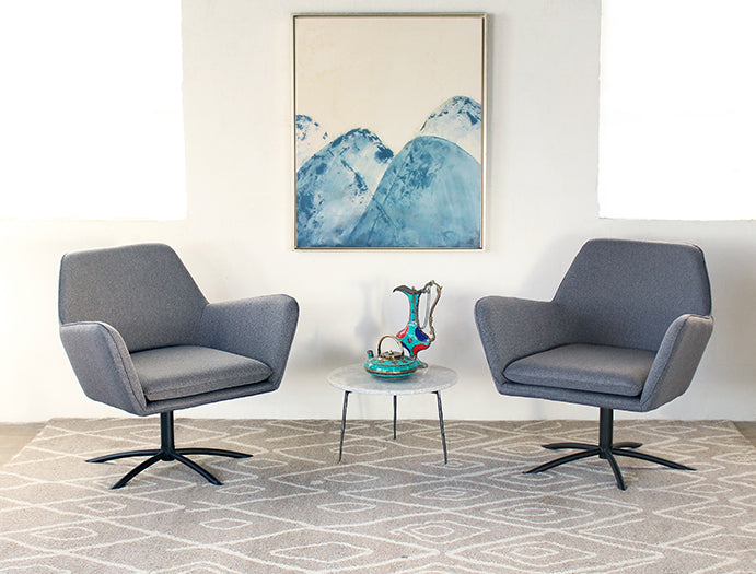 ET429 Low Gray Marble End Table with Hammered Steel Base