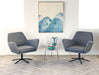 ET429 Low Gray Marble End Table with Hammered Steel Base