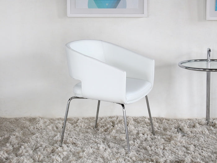 LC241 Amelia Lounge Chair in White Leatherette 