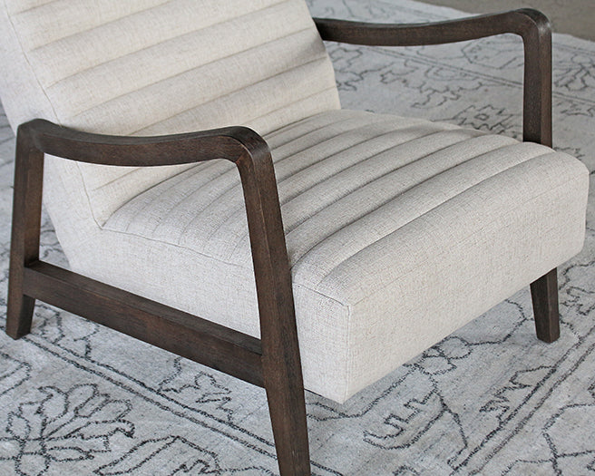 LC275 Channel Tufted Lounge Chair in Natural Linen 