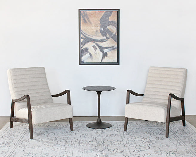 LC275 Channel Tufted Lounge Chair in Natural Linen 