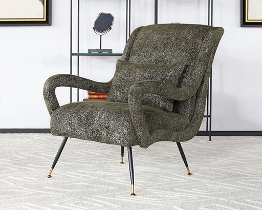 LC303 - Dappled Green Lounge Chair with sculpted Arms
