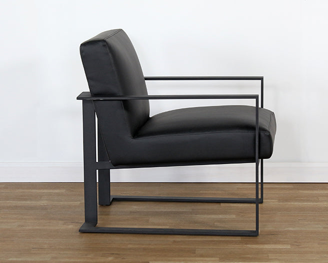 Black Leather Lounge Chair On Black Base