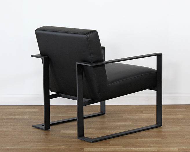 Black Leather Lounge Chair On Black Base