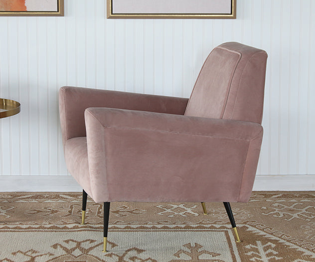 Blush Velvet Mid Century Style Lounge Chair