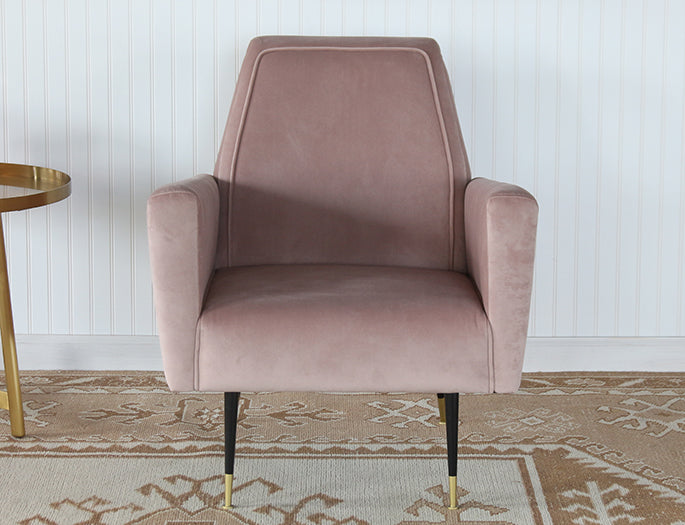 Blush Velvet Mid Century Style Lounge Chair