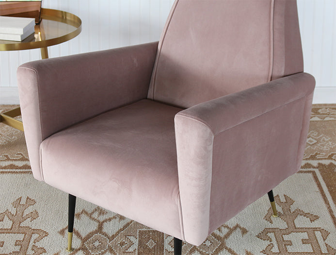 Blush Velvet Mid Century Style Lounge Chair