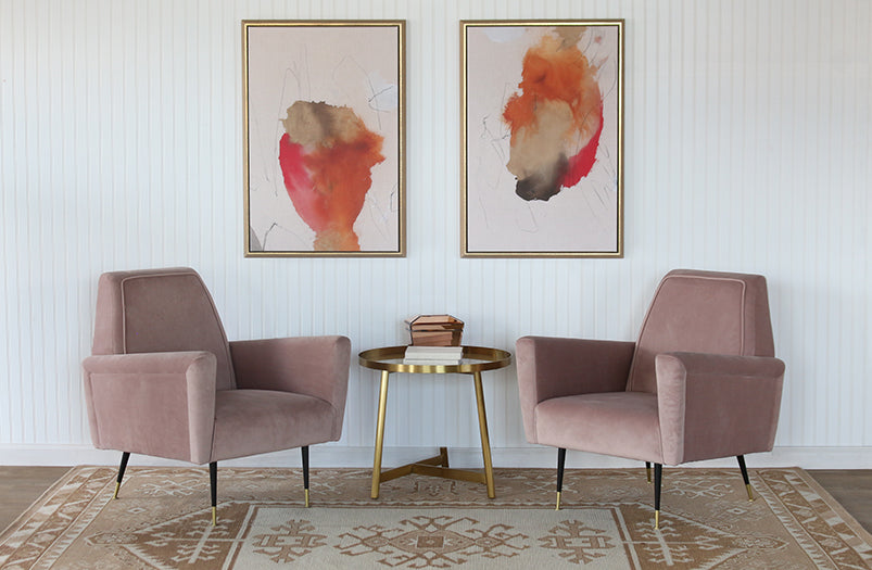 Blush Velvet Mid Century Style Lounge Chair