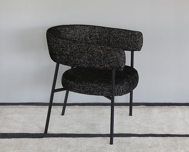 Flecked Black Barrel Back Lounge Chair