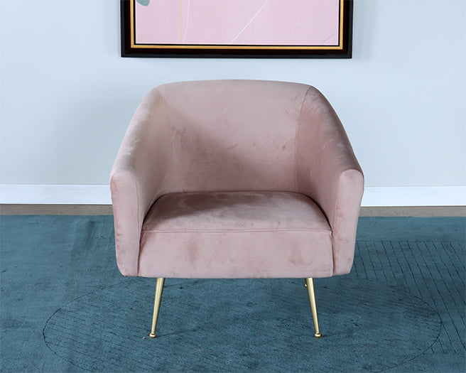 Blush Velvet Lounge Chair with Brushed Gold Legs