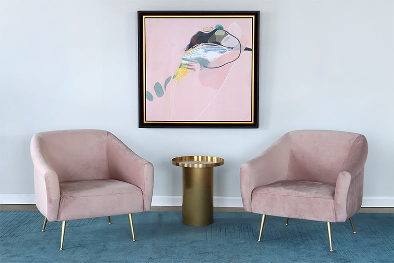 Blush Velvet Lounge Chair with Brushed Gold Legs