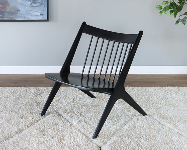 Black Wood Danish Style Lounge Chair