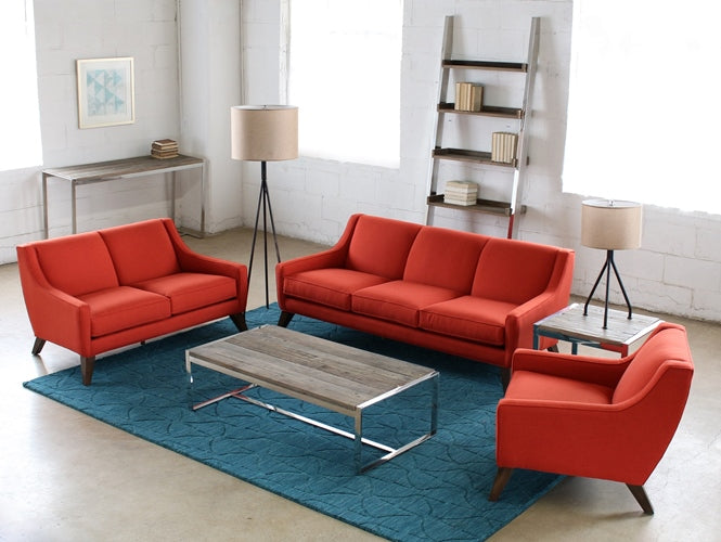 Tightback Rust Sofa with Splayed Walnut Legs