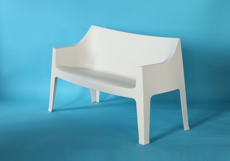 LS144 Molded Plastic Stacking Loveseat in Linen 