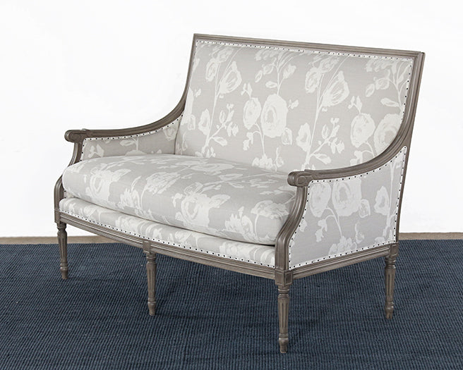 LS152 - French Style Floral Print Linen Loveseat 