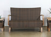 LS155 - Brown Outdoor Loveseat With Wooden Arms