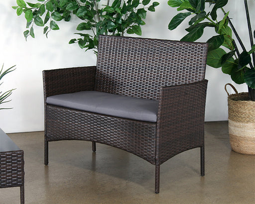 LS156 - Dark Wicker Love Seat With Medium Grey Cushion