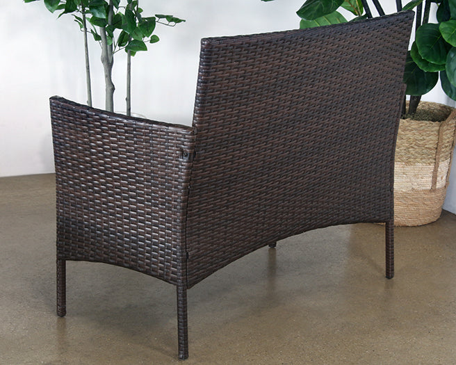 LS156 - Dark Wicker Love Seat With Medium Grey Cushion