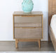 NS100 - Warm Honey Oak 2 Mirrored Drawer Nightstand 