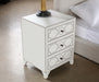 NS62 White Leather 3 Drawer Nightstand with Brass Nailhead