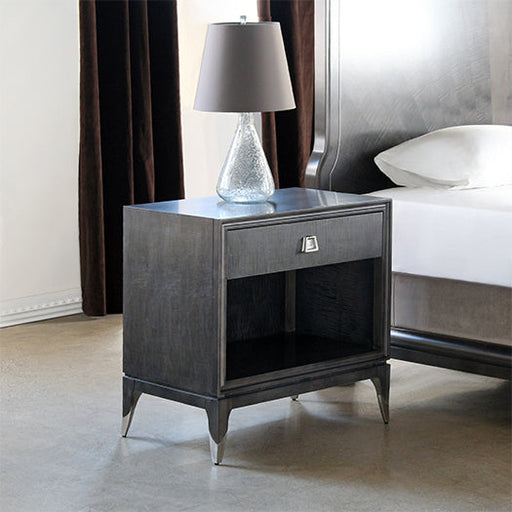 NS78 Back Maple Nightstand with Mother of Pearl Accent 