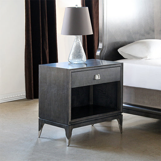 NS78 Back Maple Nightstand with Mother of Pearl Accent 