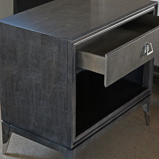 NS78 Back Maple Nightstand with Mother of Pearl Accent 