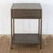 NS86 - Oak Nightstand With Rubbed Bronze Frame