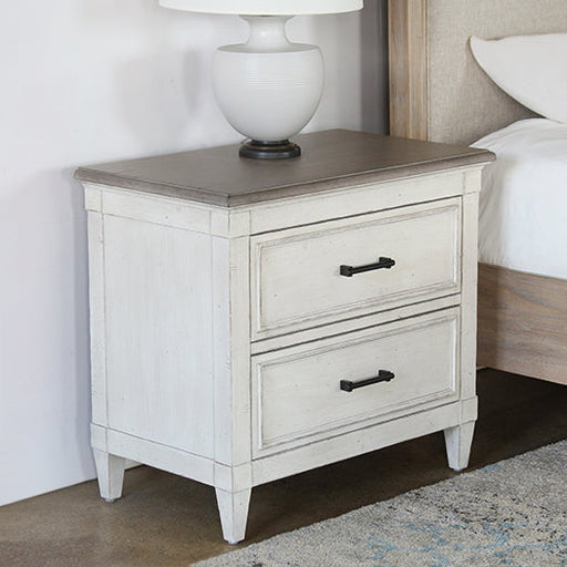 NS94 - Antique White 2 Drawer Nigthstand With Wood Top
