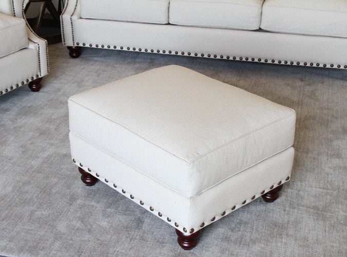Natural Linen Ottoman