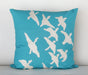 PIL183 Blue and Ivory Flying Birds Pillow