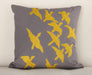PIL189 Frost Gray and Goldenrod Flying Birds Pillow