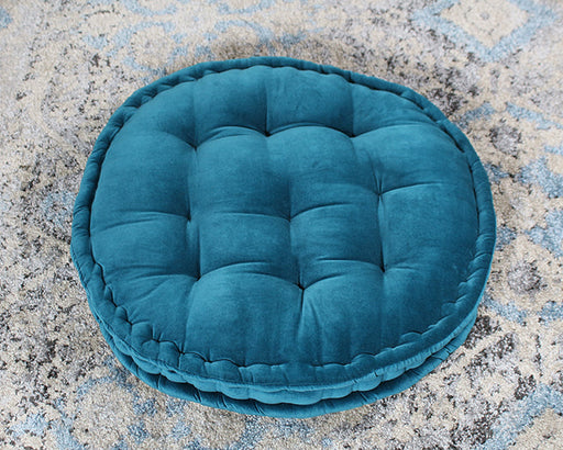 PIL242 - Vivid Teal Tufted Round Floor Pillow
