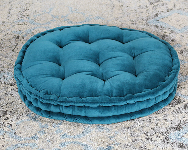 PIL242 - Vivid Teal Tufted Round Floor Pillow
