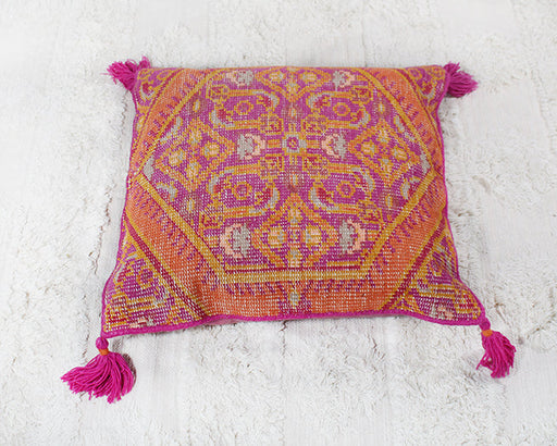 PIL244 - Fuchsia & Saffron Floor Pillow With Tassels
