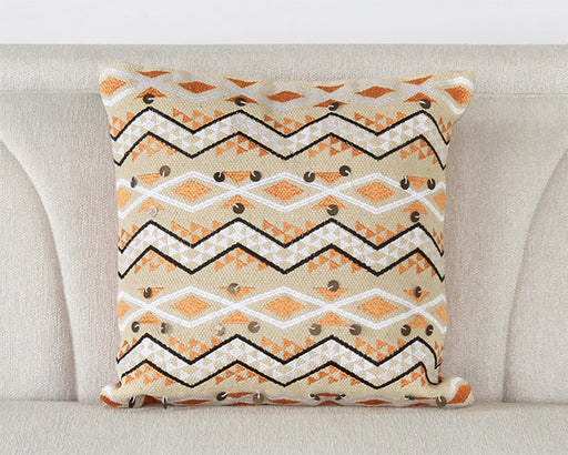 PIL263 - Orange And Ivory Zig Zag Pillow 