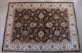 RUG256 10' x 14' Traditional Indian Cocoa Brown and Dark Ivory Hand-tufted Wool Rug
